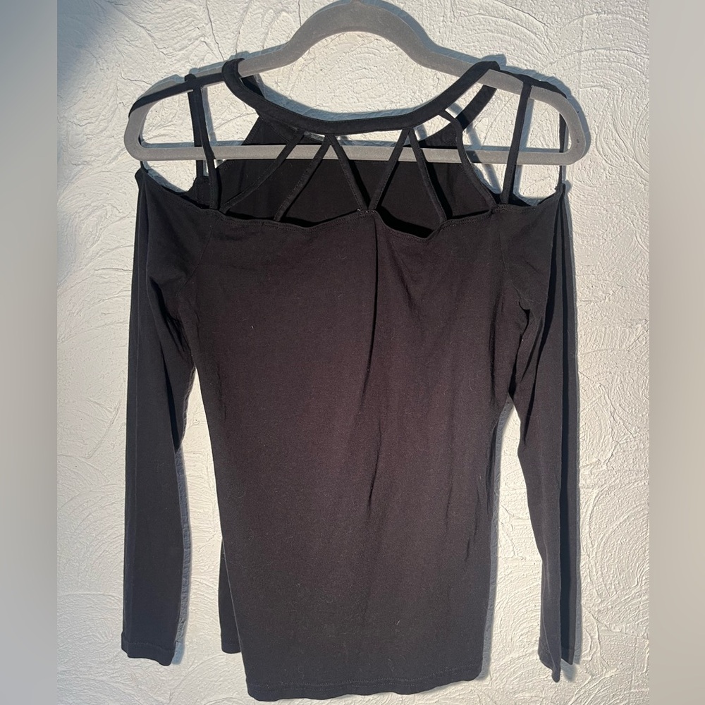 Fabletics Black Cut Out Long Sleeve Shirt Size XS